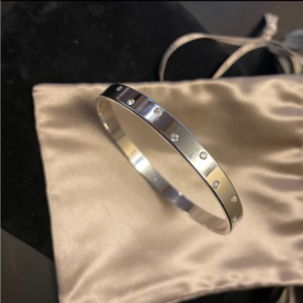 Swarovski Silver Bangle with Crystal Accents